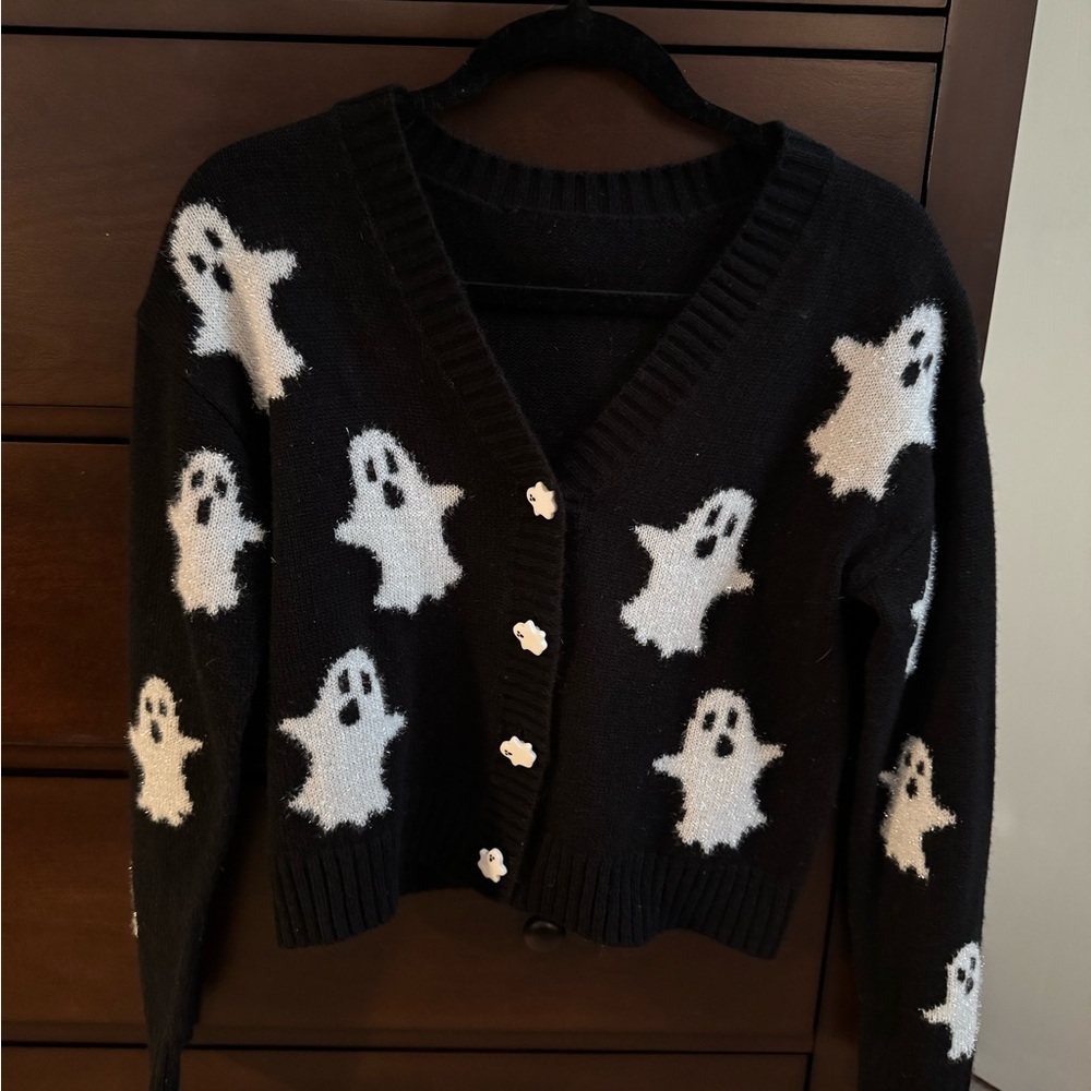 Black Ghost Pattern Sweater